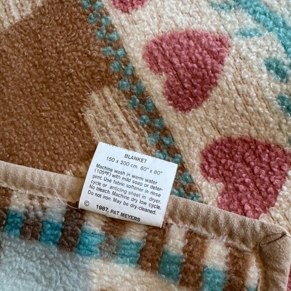 VTG VUTEKS 1987 Pat Meyers Blanket Throw Yugoslavia Virgin Acrylic Pile 60"x80" - Picture 6 of 7